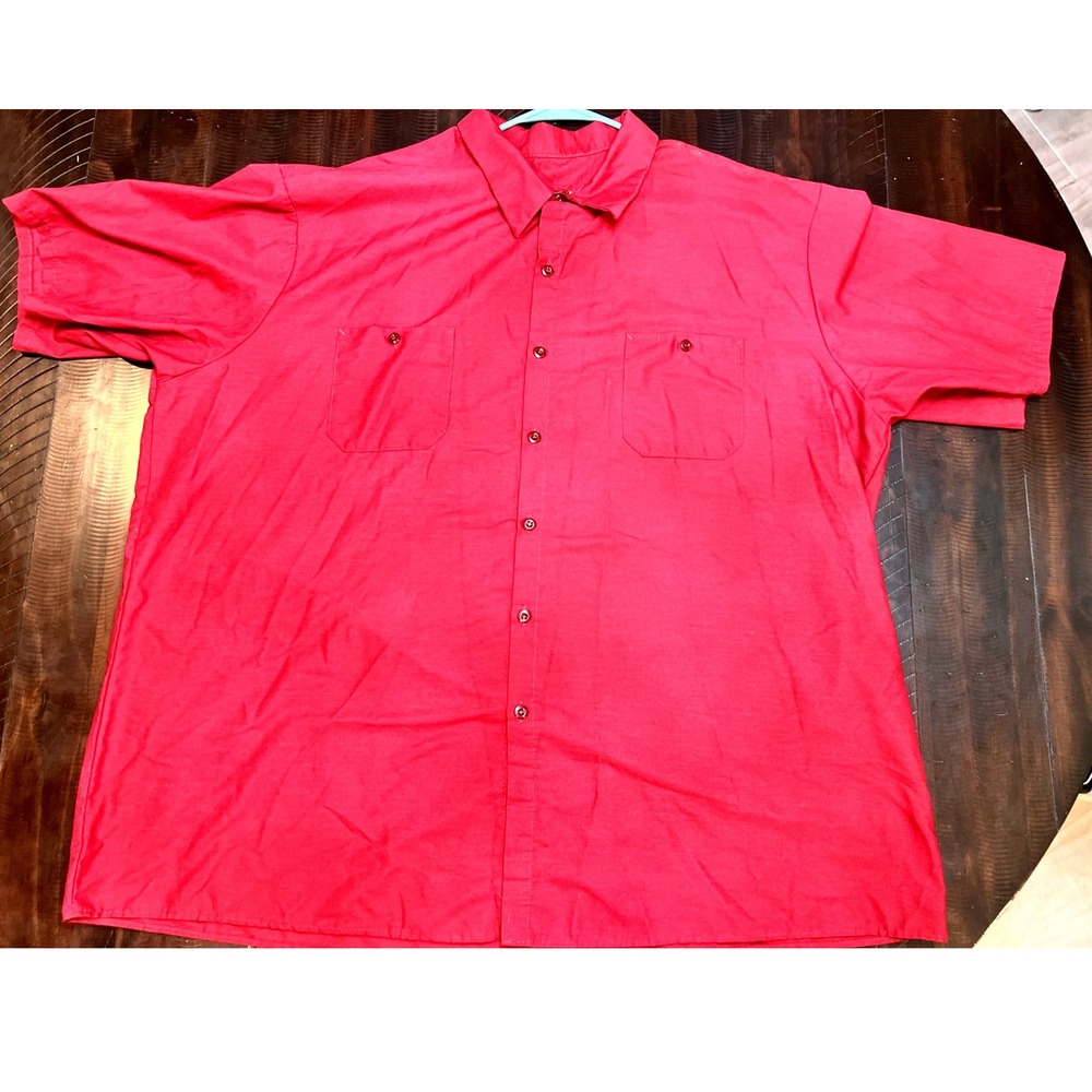 Red Kap Work Shirt‎ Mens 4XL Red Good Short Sleeve Button Up SP24BY5